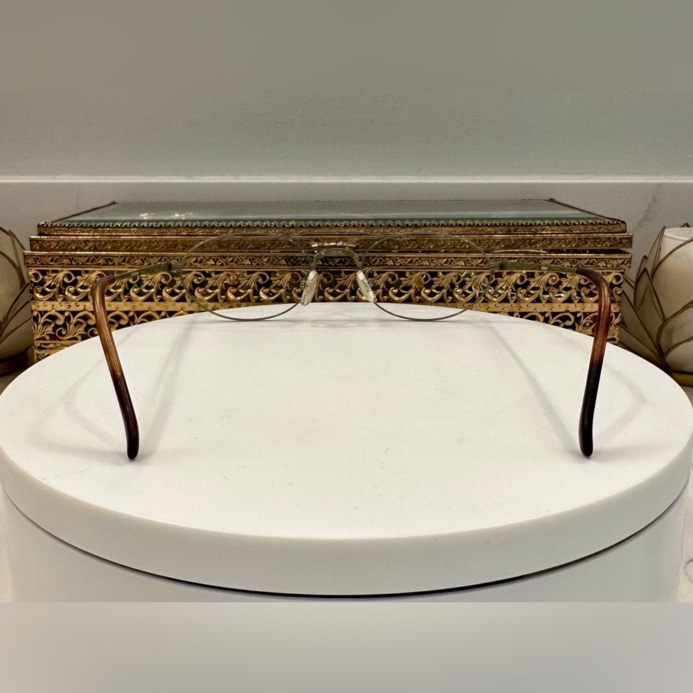 VTG Japanese Rx Eyeglass Frames Embossed Patterned Silver Arms/Tort Tips VGUC - Picture 7 of 17